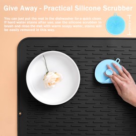 Extra Large 30 x 24 Inch Silicone Dish Drying Mat for Dish Drying Rack , Easy Clean Silicone Drying Mat for Kitchen Counter , Non-Slip Dish Drain Mat , Heat Resistant Silicone Dish Mat, Black , SAPID
