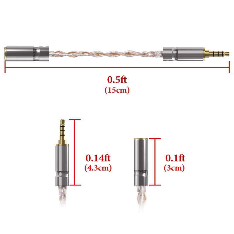 Geekria Apollo Balanced Connection Cable, 3.5mm Quadrule, Balanced (Male) to