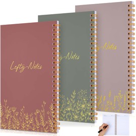 Lewtemi Small 3 Pieces Left Handed Notebook 8 x 5 Inch Small Lefty Spiral Notebooks Wire Bound Paper Journal for College Subject Office Worker Supplies Easier Use, 100 Page (Vintage Color)