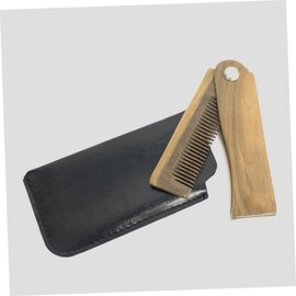 Healvian 1set Folding Wooden Beard Comb Protective Case Compact Travel-friendly Design Lightweight Oil Comb for Styling and Grooming for Home and Go Use
