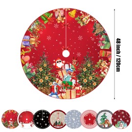 Christmas Tree Skirt, 48 Inch Large Red Funny Santa Claus Tree Skirt Cover, Polyester Round Xmas Tree Mat for Christmas Party Winter Holiday New Year Decoration Indoor Outdoor