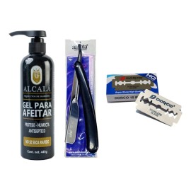 Barber Gel Afeitado+portanavaja+10 Navajas Dorco Azul