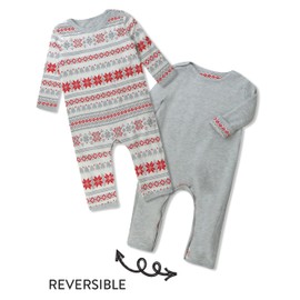 HonestBaby Romper Coverall Sets One-piece Jumpsuit Organic Cotton for Infant Baby Boys, Girls, Unisex, Jumbo Fair Isle, 0-3 Months