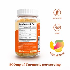 BeLive Turmeric Curcumin with Black Pepper & Ginger - 500 mg of Turmeric and Ginger Supplement for Immune Support, Healthy Skin, and Joint Health - Tropical Flavor | 3-Pack