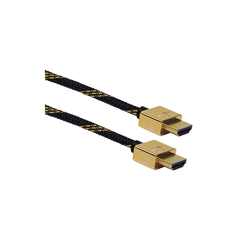 Schwaiger GmbH -HDMSL15 531- High-Speed-HDMI-Kabel mit Ethernet/ 1,5m/ schwarz-Gold/HDMI Stecker