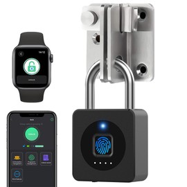 Gym Locker Padlock eLinkSmart Fingerprint Mobile APP Unlock Remote Management Outdoor Waterproof Keyless Biometric Padlock for Gym Luggage Bags Locker Storage Tool Box Gun Case Footlocker Black