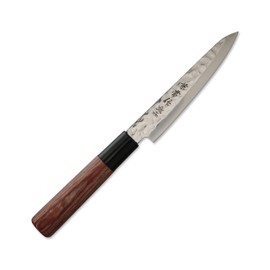 Kanetsune Seki KC-954 Stainless Steel 1K6 Hammered Polished Petty Red Plywood Round Handle 4.7 inches (120 mm)
