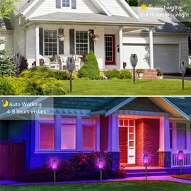 Solar Outdoor Lights 6 Pack, Purple Torches With Flickering Flame, Auto On/Off Waterproof for Pathway Yard Christmas Decor Garden Lights