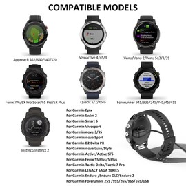 Vanjua USB A Charger for Garmin Watch Charging Cable for Vivoactive 5 4 4S 3, Fenix 5 5S 5X Plus 6 6S 6X Pro 7 7S 7X, Forerunner 945 935 245, Venu Sq Music 2 2S, Instinct 1 2 2S (Black+Black)