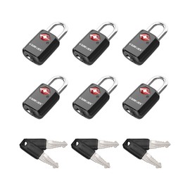 SURE LOCK TSA Approved Luggage Locks - One Key Opens All, Compact & Durable Zinc Alloy Travel Lock with Steel Shackle, Keyed Alike (Black 6 Locks, Mini Size for Suitcase/Backpack/Gym Locker)