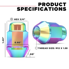 White Knight 1707SNEO-20AM Neo Chrome M12x1.50 Bulge Acorn Lug Nuts, 20 Pack