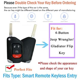 SANRILY 4 Button Key Fob Case for Jeep Wrangler JL 2021 2020 Gladiator JT Keyless Keychain Holder Soft TPU Golden Edge Flip Key Protector Cover Shell Off-white