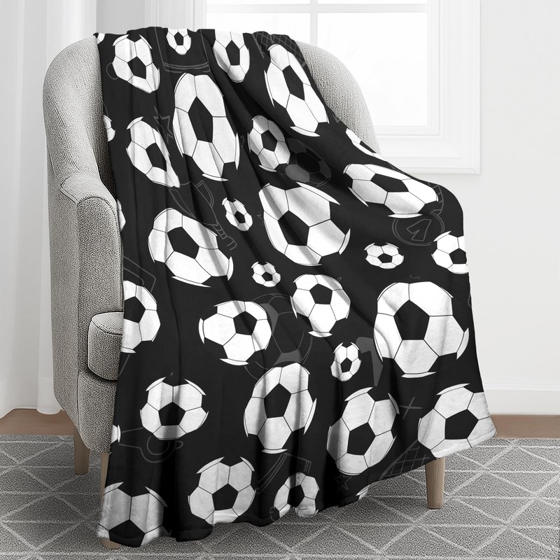 WFGUO Soccer Blanket, 60" x 80" Lightweight Soft Throw, Gifts
