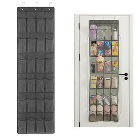 Amusingtao Over Door Storage with 4pcs Hooks 24 Large Mesh Shoe Organizer Over The Door Shoe Storage Hanging Storage Organiser for Bedroom Bathroom Dormitory Kitchen(COLOUR:Grey)