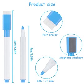 HRLORK 10pcs Mini Whiteboard Pens 9 Colours Magnetic Erasable Markers