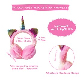 SEDEX Earmuffs for Girls Unicorn Girls Ear Muffs Winter Faux Fur Kids Ear Warmers Pink Fluffy Ear Cover with Cute Ears for Women Kid (Pink)