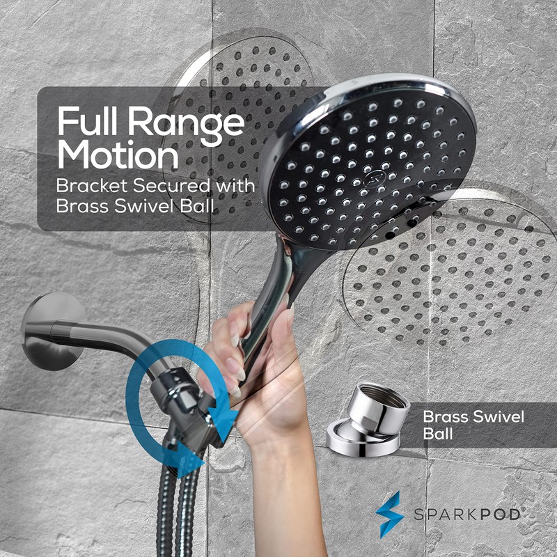 SparkPod High Pressure Handheld Shower Head with Hose- Huge 6-Inch