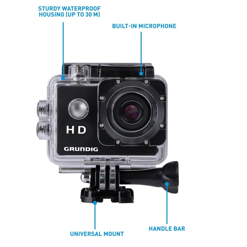 Grundig Action Camera HD720P Underwater Camera Waterproof up to 30