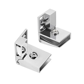 sourcing map 1 Pair Glass Door Display Cabinet Door Hinge Glass Clamp for 3-5 mm Thickness