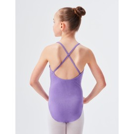 tanzmuster ® Leonie Girls' Ballet Leotard (Size 92-170) Soft and Firm Cotton, purple, 140-146