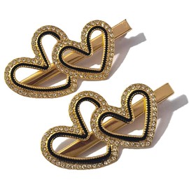 Qingxii Decorr Pinza para El Pelo de Aleación con Lazo de Diamantes de Imitación Y Corazón de Amor, Ideal para Fiestas, Bodas Y Mujeres (Dorado, Corazón de Amor).
