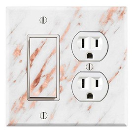 Graphics Wallplates - Rose Gold Marble Blend Aesthetic Print - Rocker/GFCI Outlet Combo Wall Plate Cover