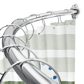 Curved Shower Curtain Rod, Adjustable 40-72 Inches Shower Rod Curved, Rustproof Expandable Stainless Steel Round Shower Curtain Rod, Heavy Duty Shower Rods for Bathroom, Bathtub, Need to Drill, Silver