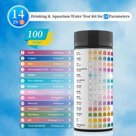 Water Test Strip Swimming Pool 14 in 1 pH Test Strip,Hardness Test Strips,Cyanuric Acid & Chlorine Test Strips,Hardness Test Strips, Pool Test Strip Drinking Water Test Strip Water Quality Testing
