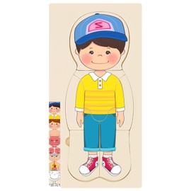 MoinKidz Wooden My Body Puzzle for Toddlers & Kids, Boys Montessori Anatomy Puzzle Kid Play Set, Preschool Game Learning Human Body Skeleton Toys for Kids Ages 3-5