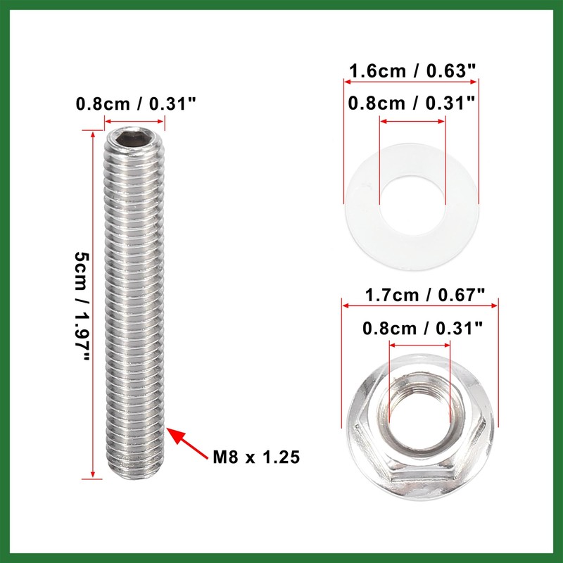 Motoforti 10pcs Stainless Steel Exhaust Manifold Bolt Stud Hardware for