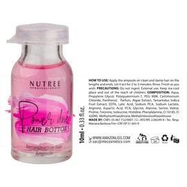 Nutree Professional Hair Brasil Power Dose Reconstruction Hair Ampoule 0.33 oz - Provides long-term hydration, eliminates split ends, gives volume
