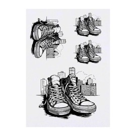 Azeeda 4 x 'Urban-Sneaker' Temporäre Tattoos - Wasserfest, Hautfreundlich & Ungiftig · Transfers in Verschiedenen Größen (TO00060716)