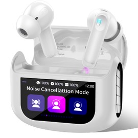 Wireless Earbuds, Bluetooth 5.4 Ear Buds with Multifunctional Touch Screen, 48H HiFi Stereo Headphones, ANC/ENC Noise Cancelling Mic, IPX7 Bluetooth Earbuds with 5 EQ Modes, in Ear Earphones, White