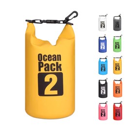 MORAINJAY 2L Yellow Dry Bags, Waterproof Bag with D Ring Carabiner(No Shoulder Strap),Large/Small Capacity 2L 5L 10L 15L 20L 30L Dry Sack for Outdoor Camping,Rafting,Swimming,Boating,Surfing