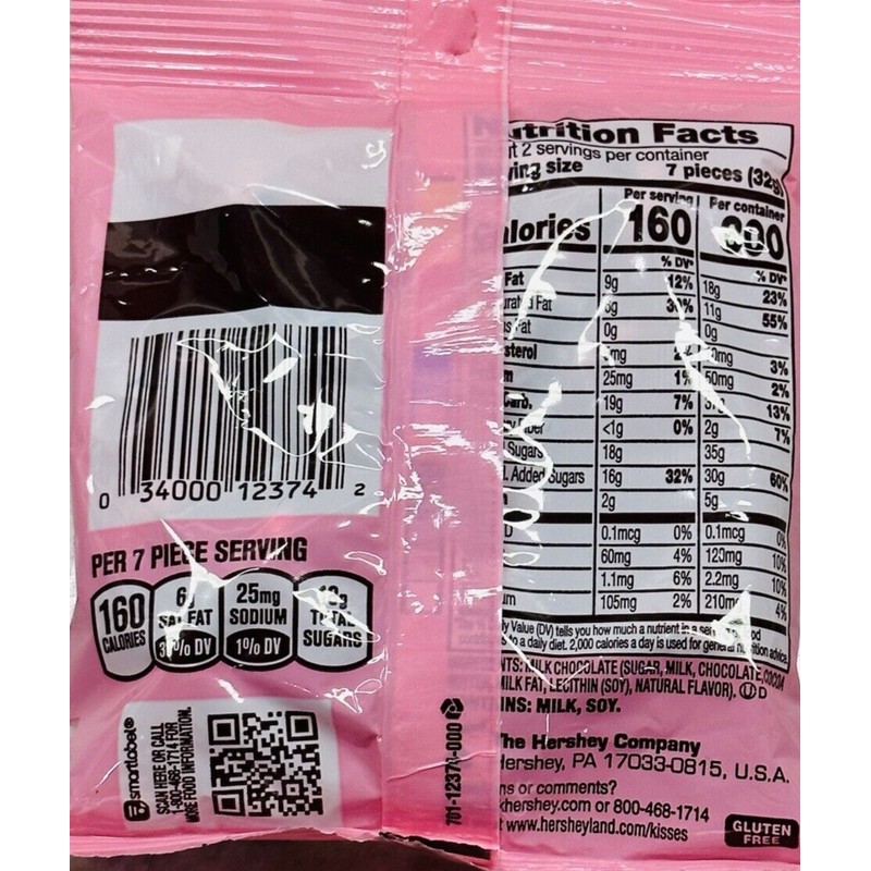 HERSEYS PINK MILK CHOCOLATE KISSES 2.8oz-Brand New-SHIPS N 24 HOURS