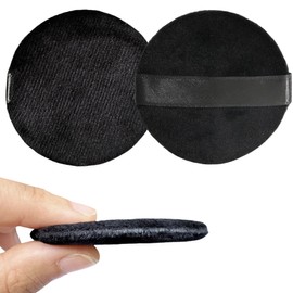 YOYOSOFT Powder Puff Thin Pressed Powder Puff Pack of 2, Diameter 2.2 inches (5.5 cm), Thickness 0.2 inches (5 mm), Round Soft Bristles, Puff Makeup, Makeup Puff Replacement Puff Black