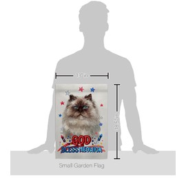 Breeze Decor Patriotic Colourpoint Persian Garden Flag-Set Wall Hanger Cat Kitten Meow Spoiled Paw Fur Pet Nature Farm Animal Creature House Banner Small Yard Gift Double-Sided, Made in USA