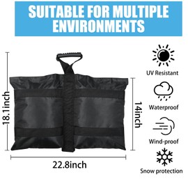 TRINKA 240 LBS Plus Size Canopy Weights Sand Bags Set of 4-1680D Oxford Heavy Duty Sandbags for Outdoor Tent, Patio Umbrella, Gazebo, Sun Selter, Windproof Pop up Tent Weights, Black (No Sand)