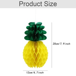 QIUMING 8 Pieces Pineapple Honeycomb Ball Paper Summer Decoration Flamingo Party Hawaiian Tropical Fruit Paper Pineapple Decoration Tropical Summer for Wedding Party Decoration Paper Lanterns