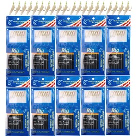 Fishing Bait Rigs Lures Freshwater Saltwater Sea Sabiki Rigs Glow Rigs with Fish Skin/Feather Hooks Size #4#6#8, Pack of 10 (Type B, 8#)