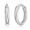TWJC 14k REAL White Gold 1.5mm Thickness Huggie Earrings (8