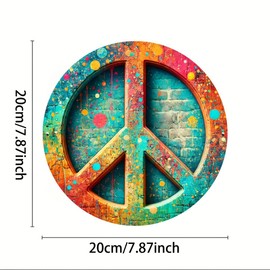 Vintage Peace Sign Metal Tin Wall Art, 8x8" - Perfect for Home, Bar, Cafe & Garage Decor