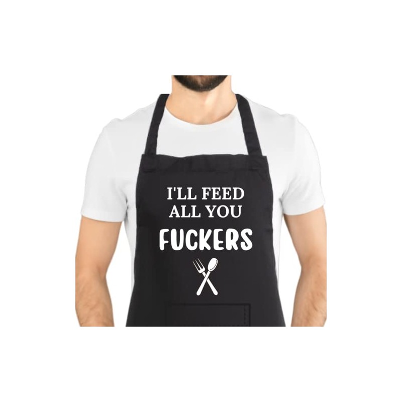 Second Ave Unisex Funny I'll Feed All You Black Apron