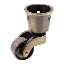 Solid Brass Castors Casters with 28mm Wheel (Set of 4) – Genuine Solid Brass - Antique Vintage Effect – Cup Style Fitting – UK Company