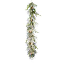 Vickerman 6' x 15" Frosted Myers Pine Artificial Christmas Garland, Unlit - Faux Pine Christmas Garland - Indoor Seasonal Home Decor - Featuring Pine Cones