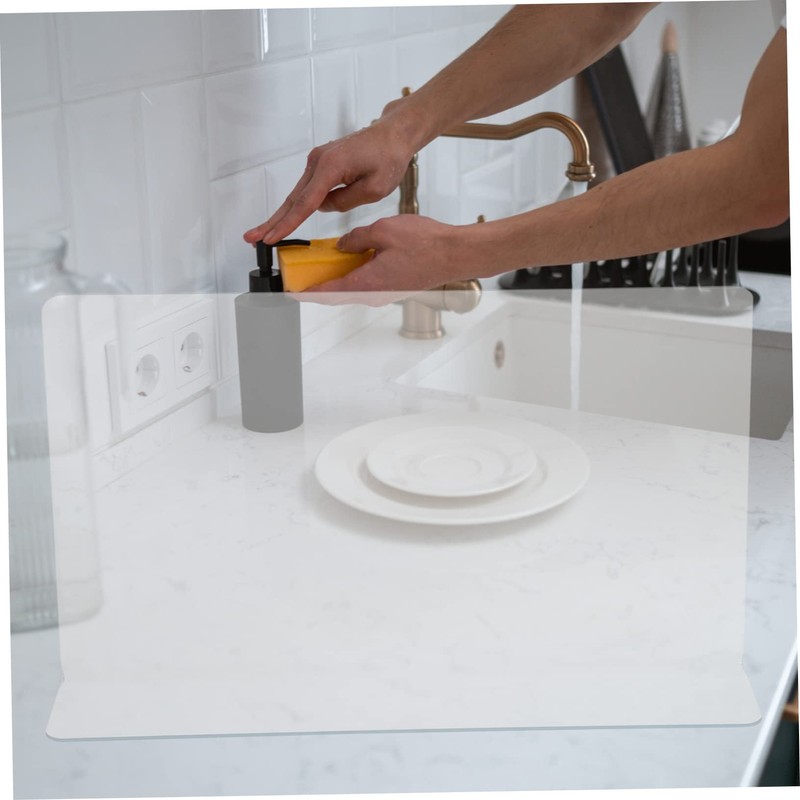 WOONEKY Bathtub Splash Guard Corner Spatter Preventer Kitchen Sink Splashing