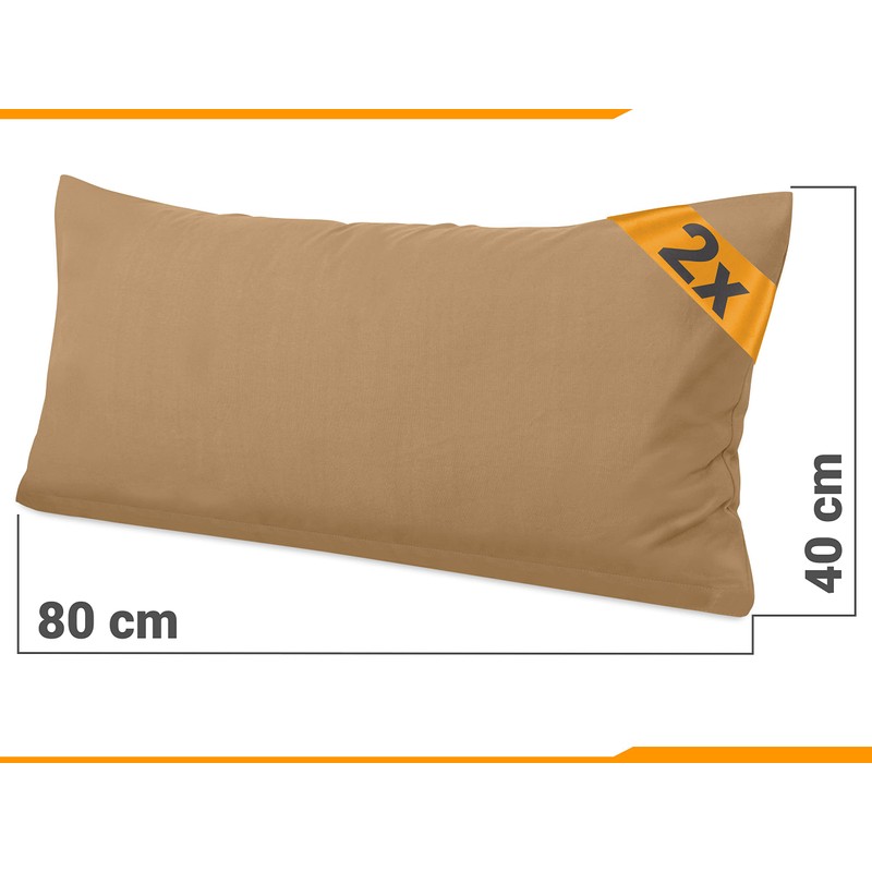 Npluseins 1331.1812 Cotton Pillowcases, Jersey, Various Colours, Pack of 2