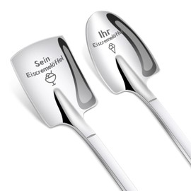 Tulolvae Valentine's Day Anniversary Gift for Him Her, 2 Pieces Ice Cream Spoons with Engraving - His and Her Ice Cream Spoon - Birthday Christmas Wedding Anniversary Gift for Women Men Couple Partner