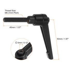 HARFINGTON 6pcs Adjustable Clamping Lever Handles M6 x 40mm Male Thread Bolt Knobs Rotating Screw Locking Quick Release Ratchet Push Button Handle, Black