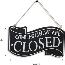 DWUENT 25x13cm Open & Closed Sign for Business - Reversible Wooden Shop Sign with Hanging Rope, Vintage Decorative Display for Storefronts & Retail Windows